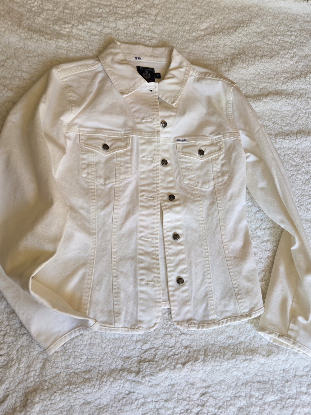 Faconnable White Denim Jacket Women's M